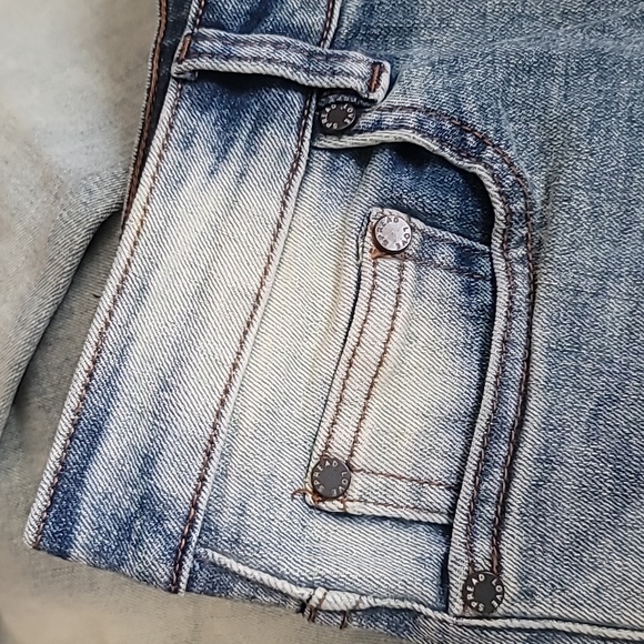 SERENEDE Patchwork Streetwear Earth Tone Serenity Prayer Distressed Skinny Jeans - Picture 7 of 16